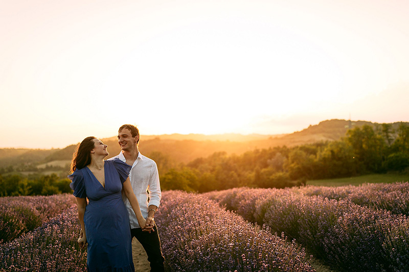 Una foto al tramonto della proposta di matrimonio di Andrea a Giorgia