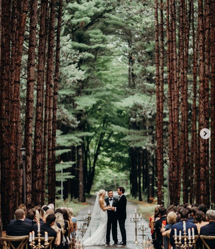 In questa foto un matrimonio civile celebrato in un bosco di sequoie