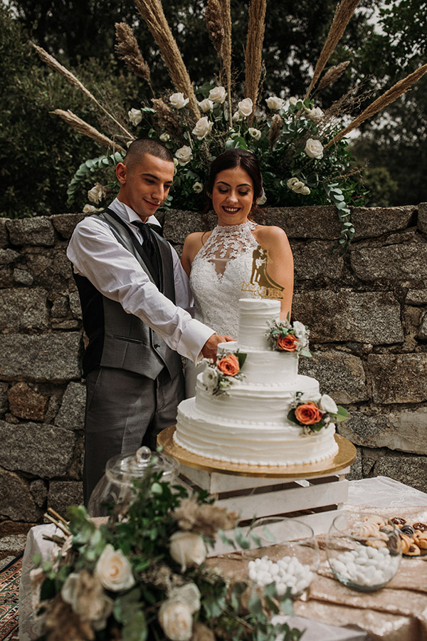 La wedding cake delle nozze in stile Natural realizzate da Maria Rita Iai.
