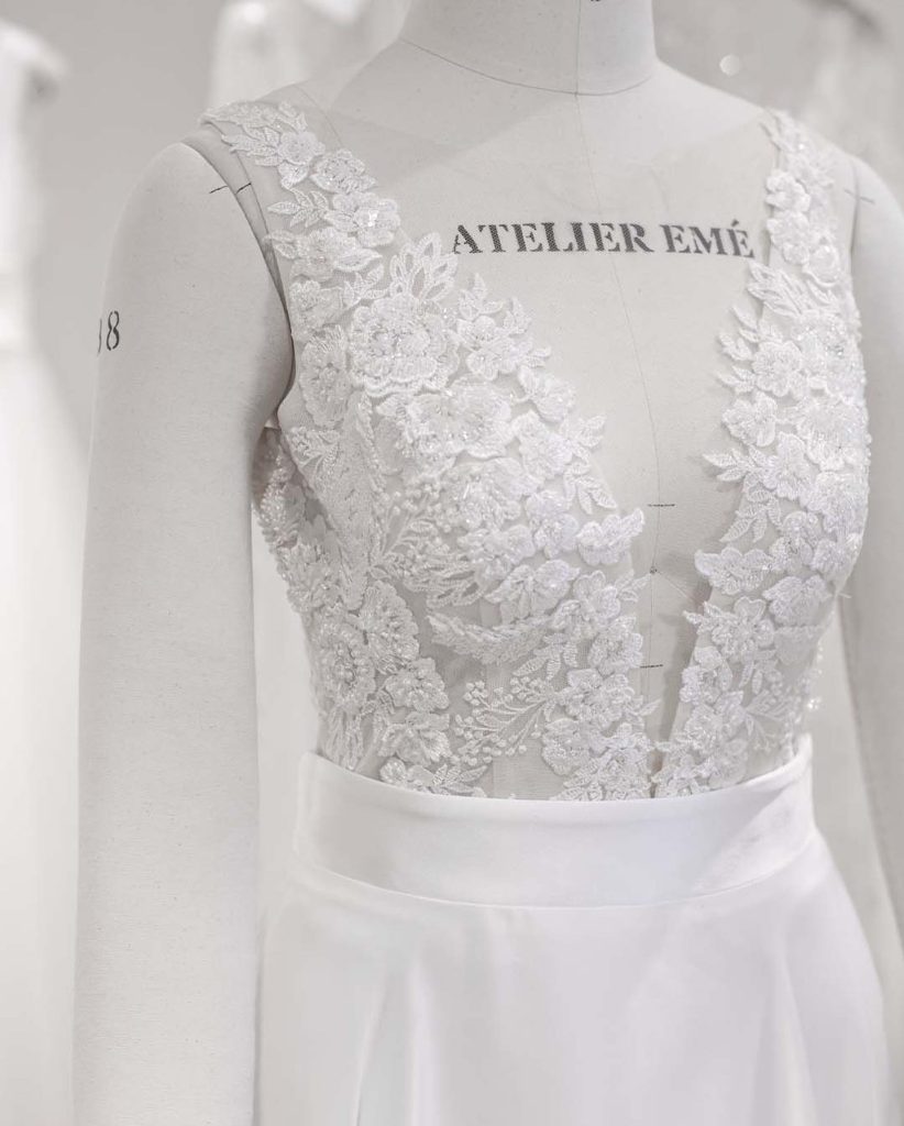 Il corpetto dell'abito da sposa Azzurra di Atelier Emé