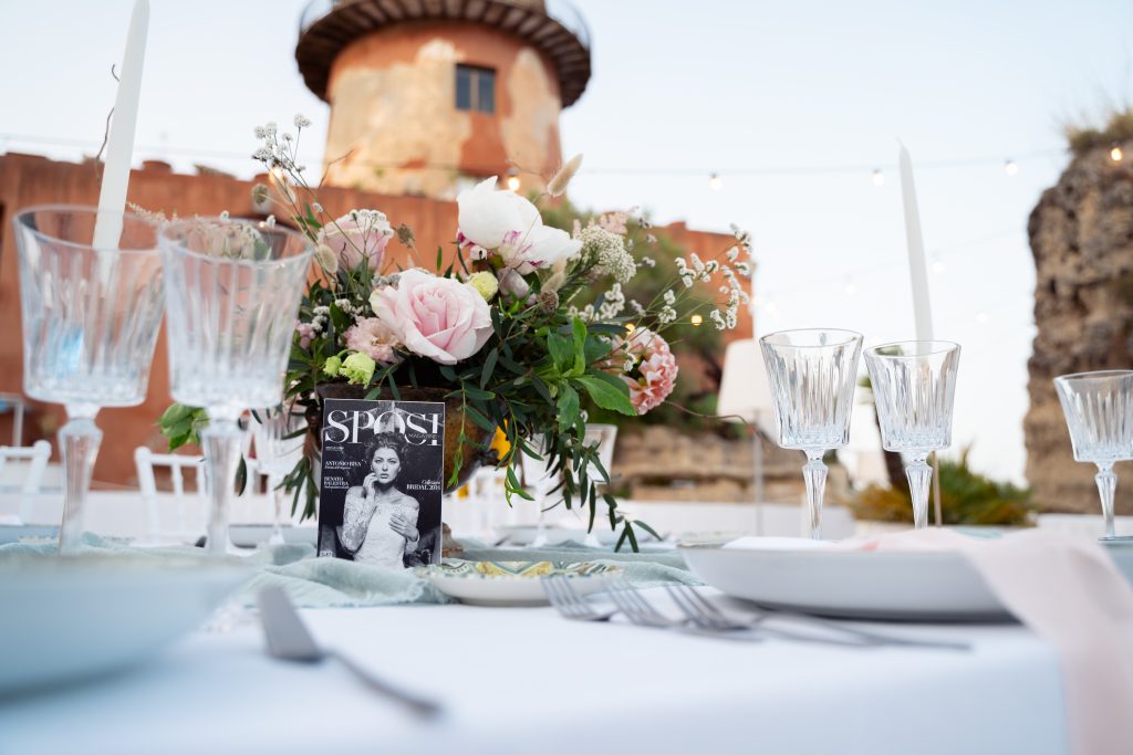 In quest'immagine un dettaglio dell'allestimento in location delle nozze di Paola Pizzo e Carlo Averna