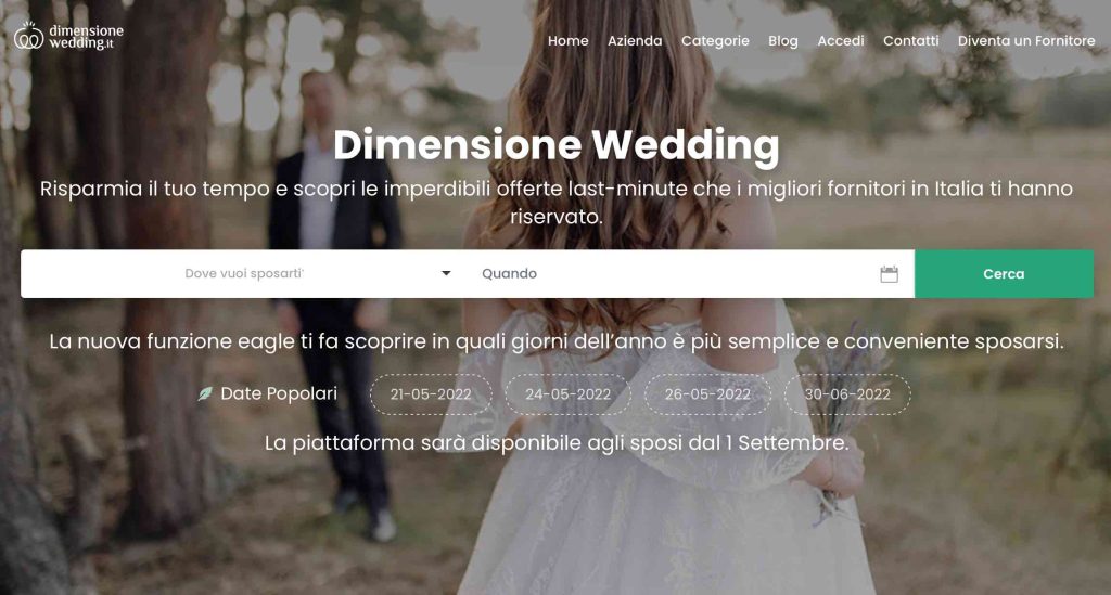 Il portale Dimensione Wedding per organizzare il tuo matrimonio in un click
