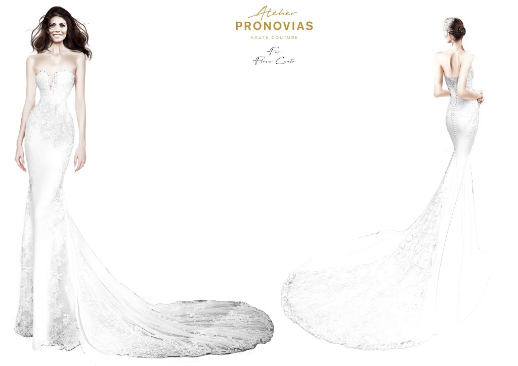 In questa immagine il secondo abito da sposa firmato Pronovias di Flora Canto