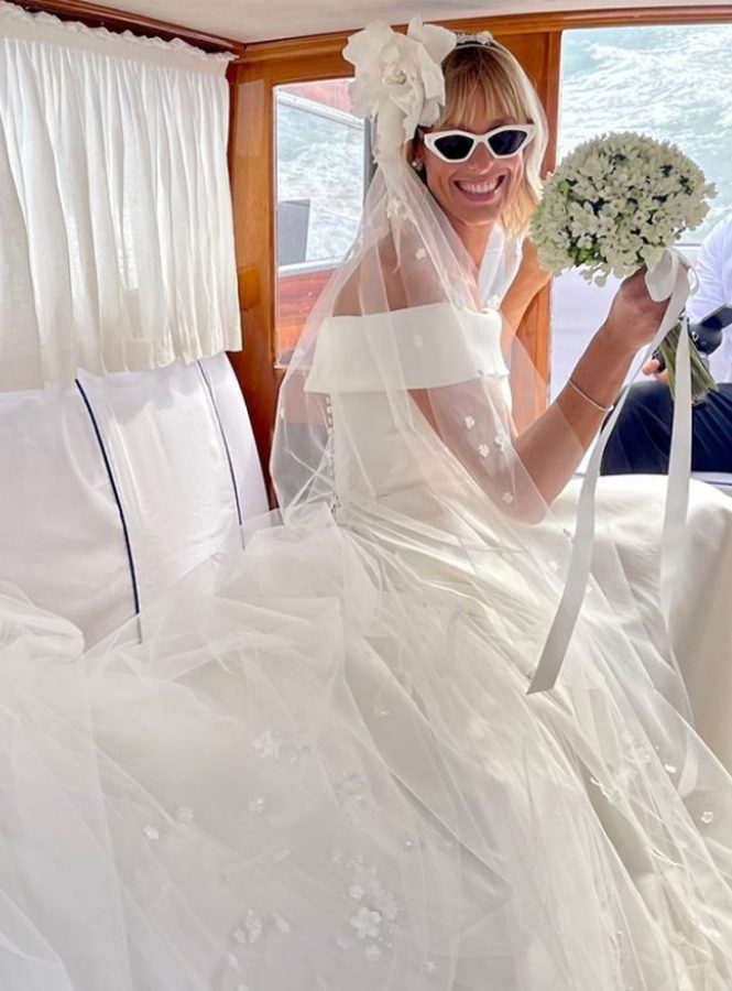 In questa foto Federica Pellegrini con l'abito da sposa Nicole Milano