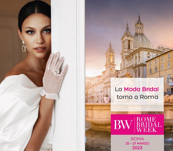 Στη φωτογραφία η αφίσα του Rome Bridal Week 2023, που θα γίνει στο Fiera di Roma τον Μάρτιο