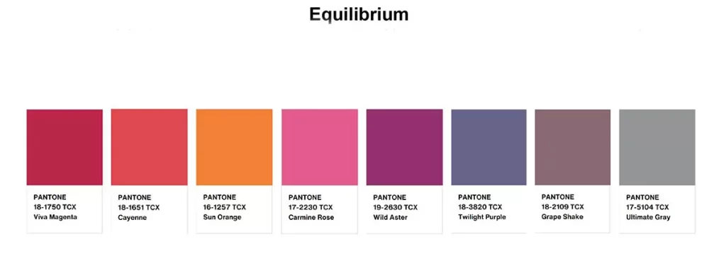 In questa immagina la palette Equilibrium abbinata al Viva Magenta