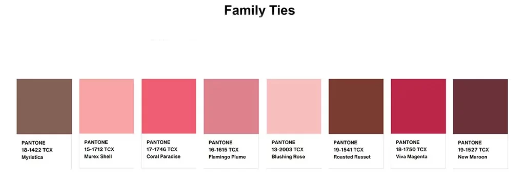 In questa immagina la palette Family Ties abbinata al Viva Magenta