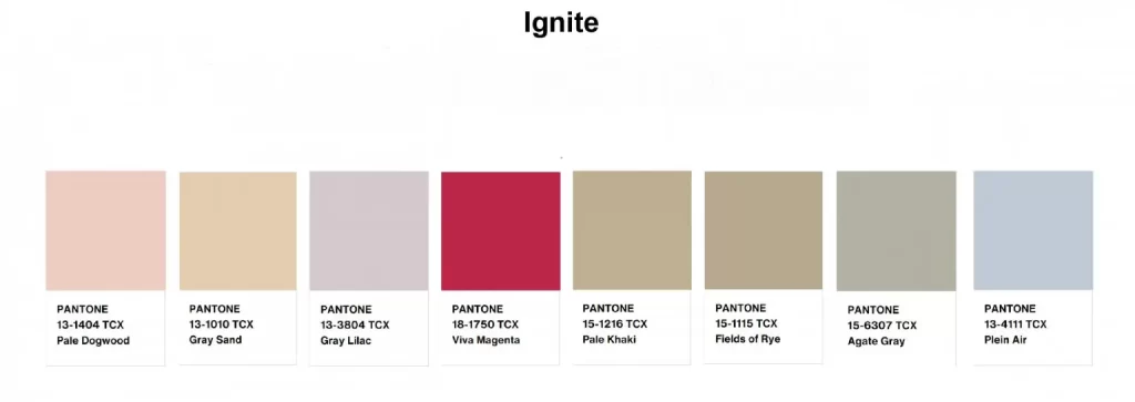 In questa immagina la palette Ignite abbinata al Viva Magenta