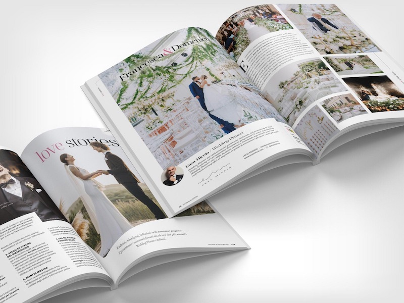 In questa foto le pagine di Sposi Magazine rivista sposa dedicate alle "Love Stories"