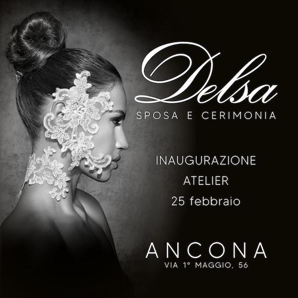 Questa immagine è l'invito all'inaugurazione dell'atelier Delsa di Ancona
