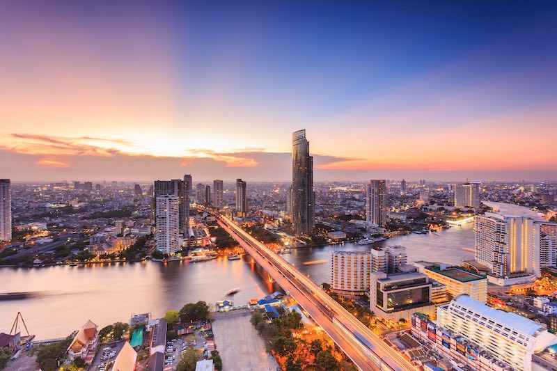 In questa foto una vista dall'alto dei grattacieli di Bangkok