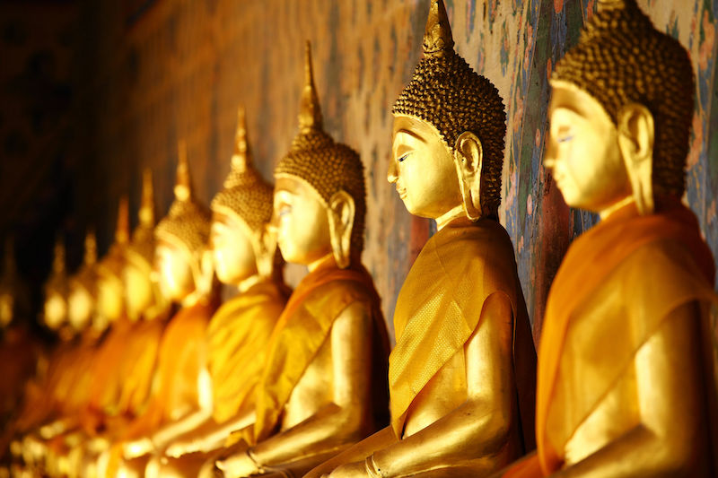 In questa foto le statue dorate di Buddha di Bangkok