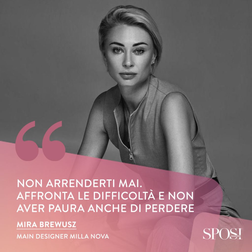 In questa foto la stilista Mira Brewusz, main designer del brand di abiti da sposa Milla Nova