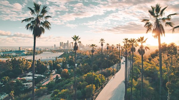 In questa foto la veduta dall'alto delle strade di Hollywood, a Los Angeles