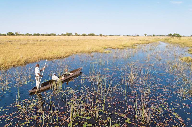 In questa foto una barca mokoro sul delta del fiume Okavango