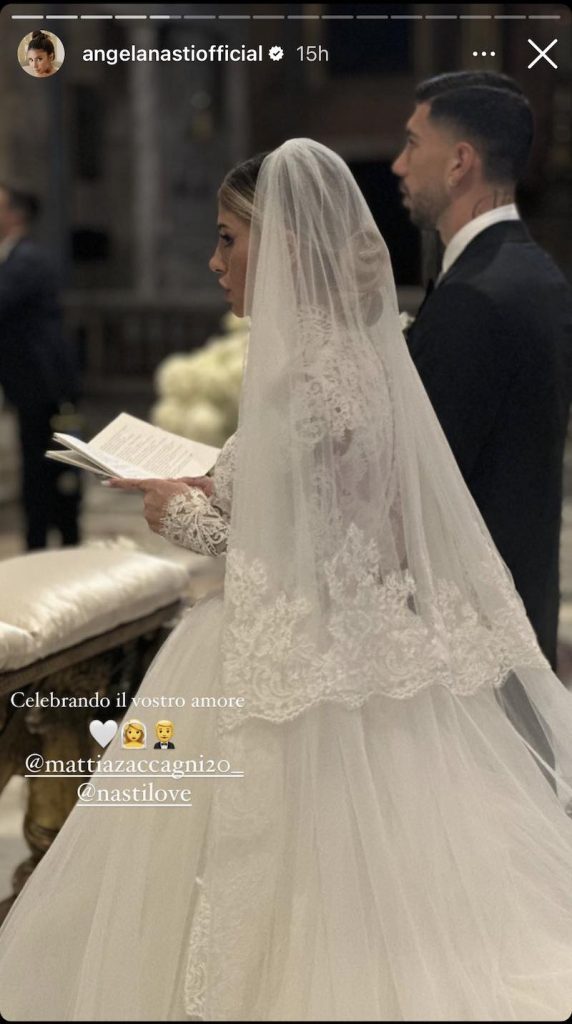 In questa foto un momento del matrimonio di Chiara Nasti e Mattia Zaccagni