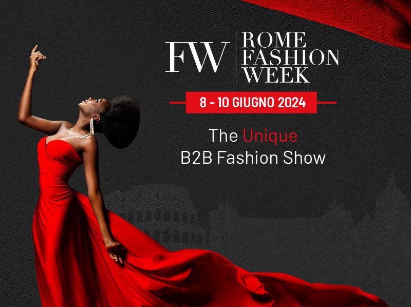 In questa foto la locandina della Rome Fashion Week 2024