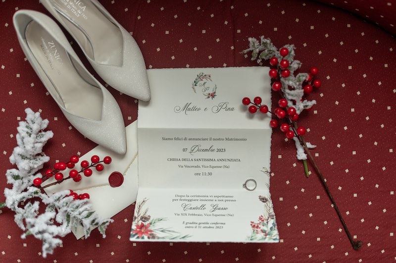 In questa foto la partecipazione del matrimonio di Matteo e Pina a tema Natale 