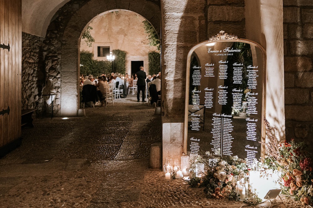 In questa foto un tableau de mariage composto da una specchiera serigrafata