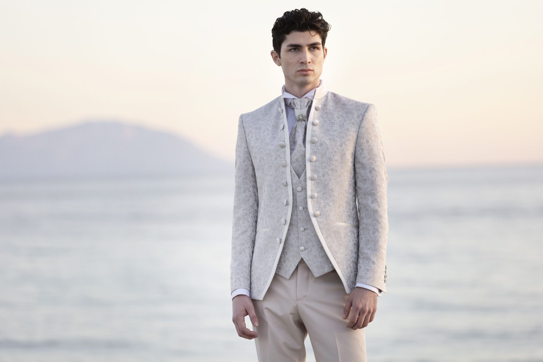 Giacca Da Uomo Con Colletto Alla Coreana In Tinta Una