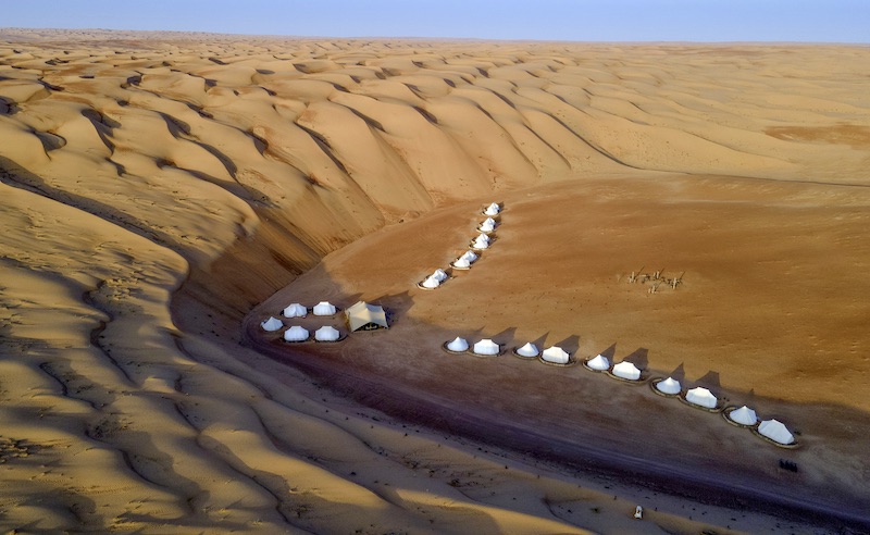 In questa foto una veduta dall'alto del Magic Camp Wahiba Sands, in Oman