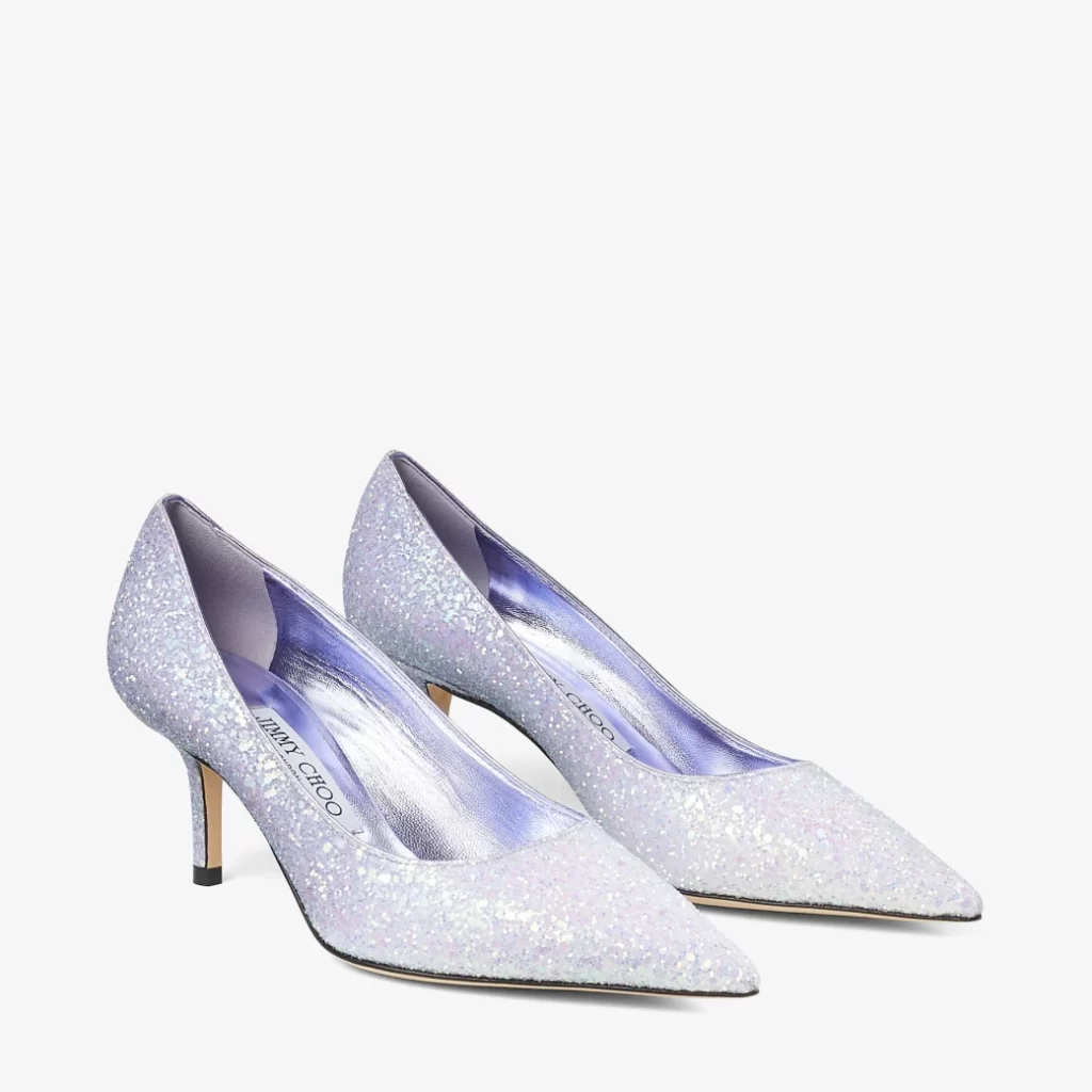 scarpe da sposa lilla glitter 
