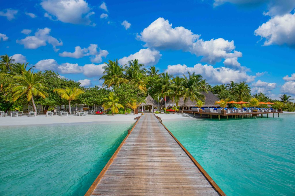 In questa immagine un resort per una luna di miele Maldive. 