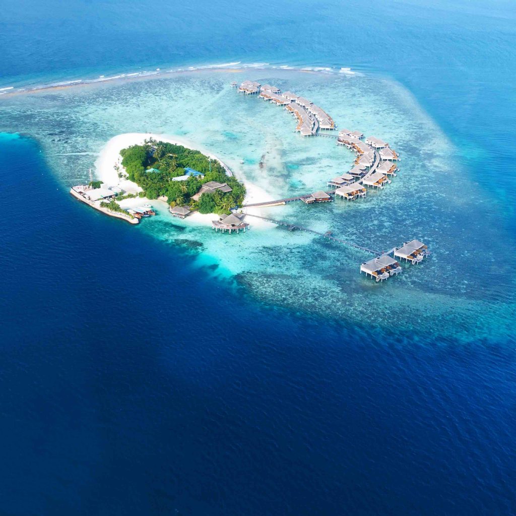 In questa immagine un resort per una luna di miele Maldive.