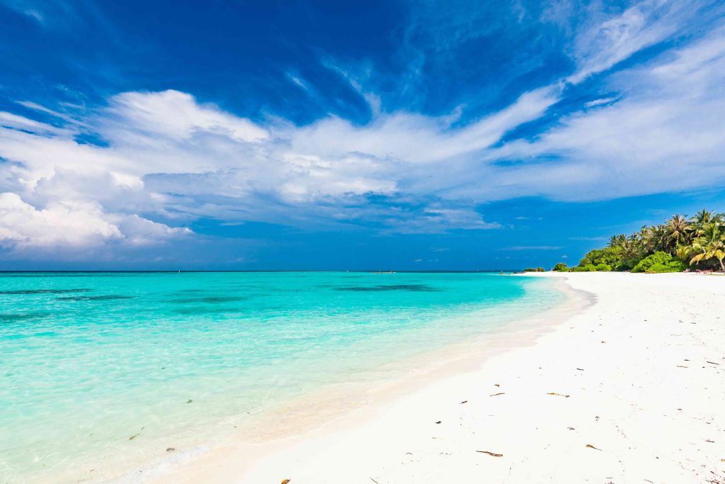 In questa immagine una meravigliosa spiaggia delle Maldive.