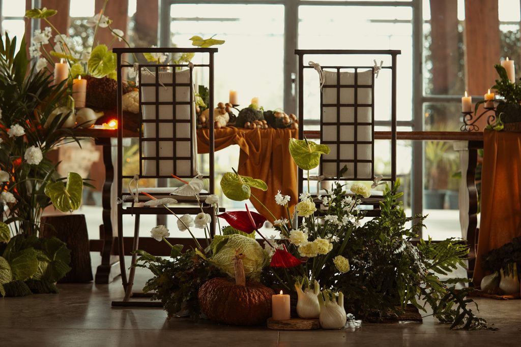 In questa foto i dettagli botanici delle nozze di Giulia e Fabrizio con Federica Iovane e The Flower Company.