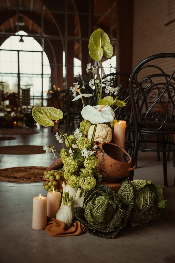 In questa foto i dettagli botanici delle nozze di Giulia e Fabrizio con Federica Iovane e The Flower Company.