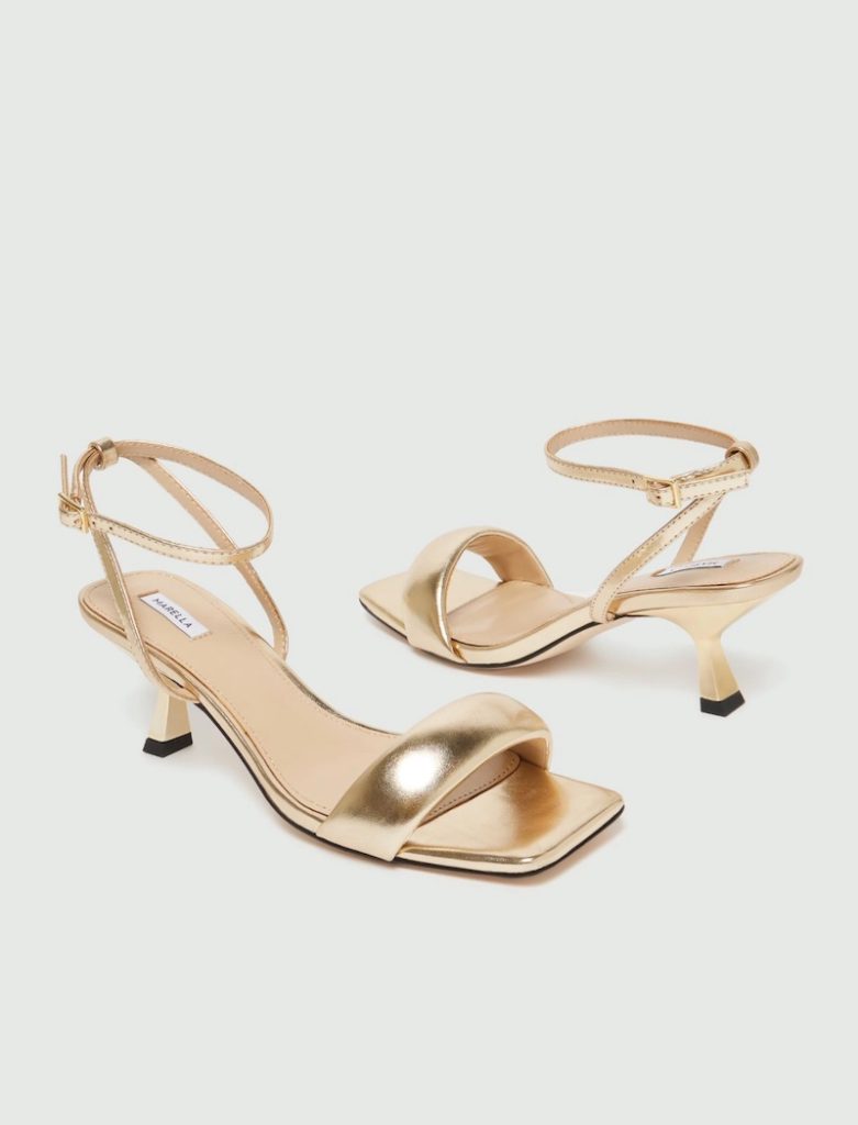 In questa foto, scarpe da cerimonia donna 2025 Marella modello sandalo, colore oro 