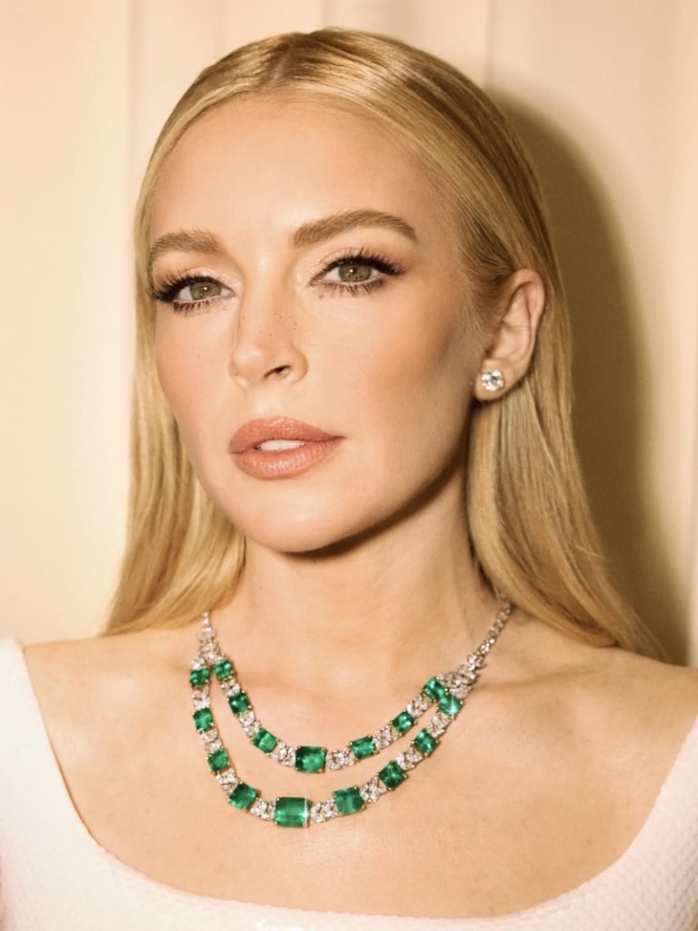 In questa foto, Lindsay Lohan con un make-up Charlotte Tilbury naturale e sofisticato