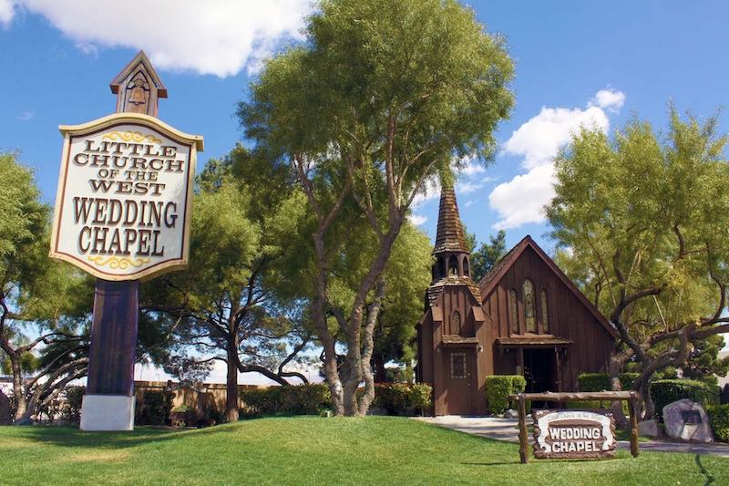 In questa foto, la Little Church of the West di Las Vegas caratterizzata da uno stile tradizionale e da una struttura in legno